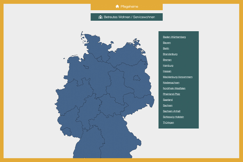 Jetzt neu: Interaktive Deutschlandkarte für Betreutes Wohnen